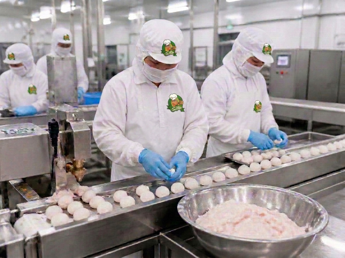 Hygienic fish ball production line at Seafood Valley